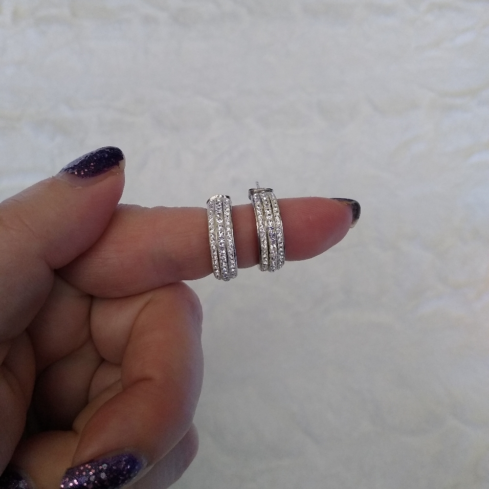 Rhinestone Half Hoop Earrings